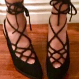 🦋Yves Saint Laurent Suede Lace Up Heels 7.5
