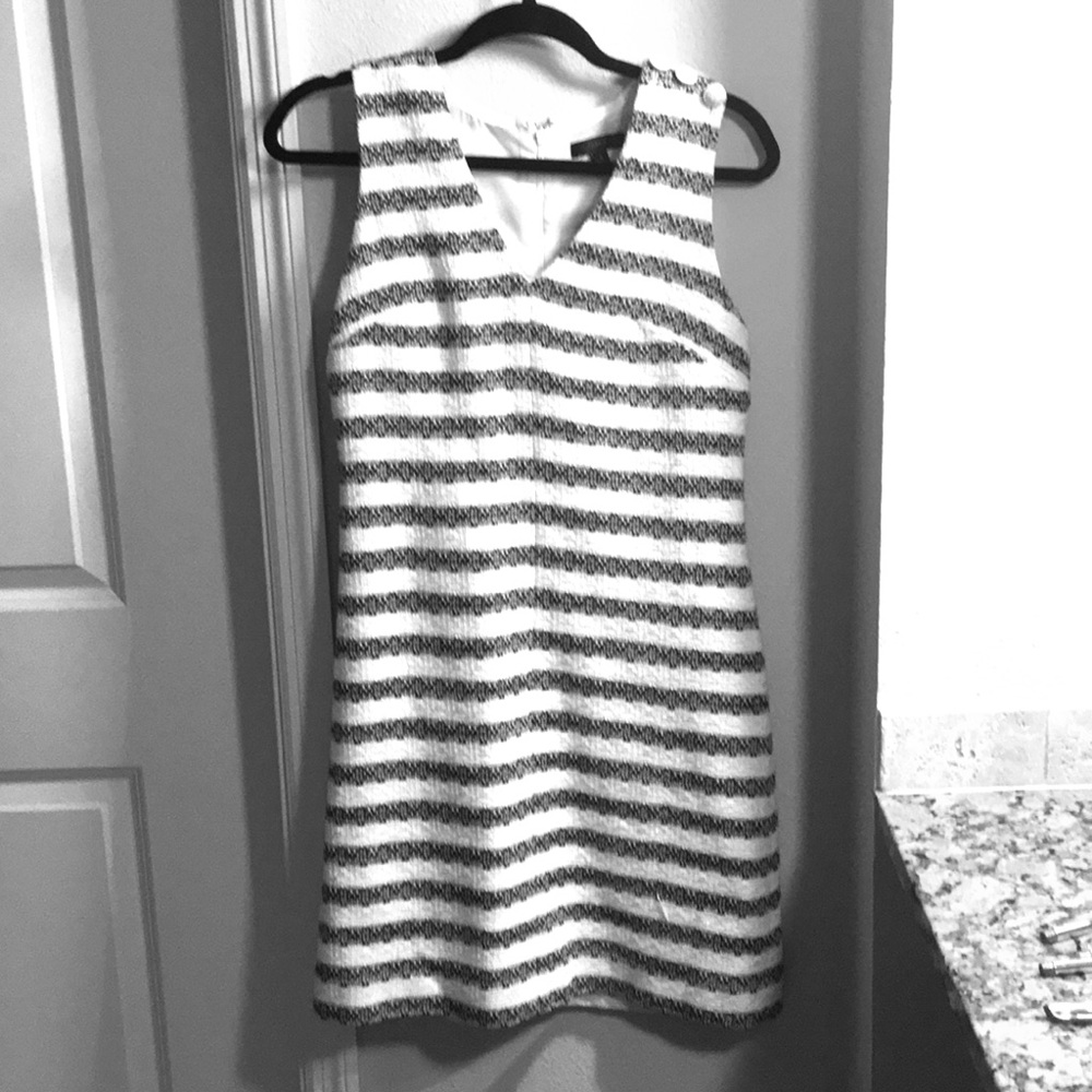 White and Black Striped J.Crew Shift, size 0.