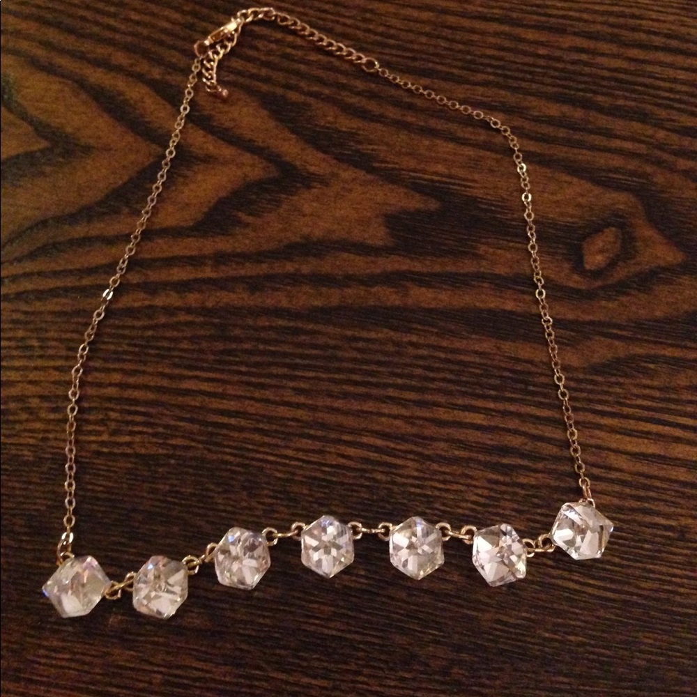 Gold necklace with square gems