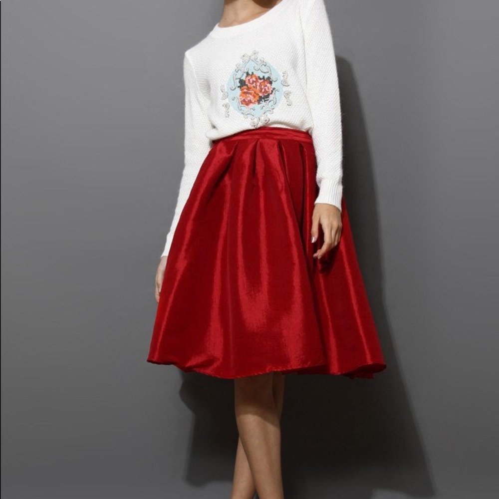 Red midi skirt size L