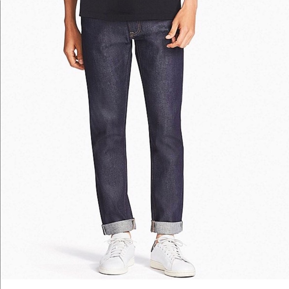 Uniqlo men stretch selvedge slim-fit jeans blue