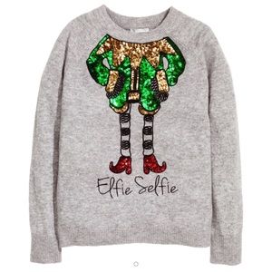 H&M 🎄 ELFIE SELFIE SEQUIN SWEATER