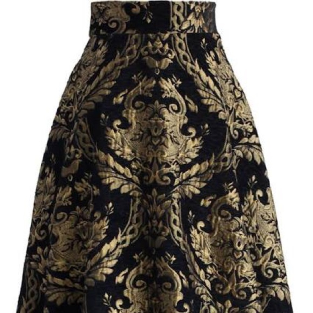 Navy with gold detail midi skirt