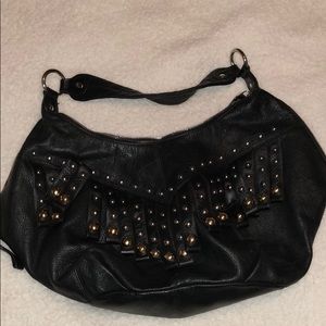 B. Makowski leather black gold studded bag