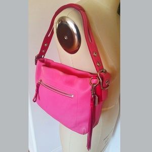 COACH Pink Pebbled Leather Split Handle Handbag