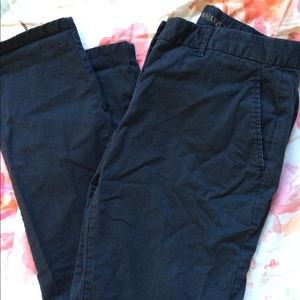 GAP khakis in navy blue, broken in straight cut