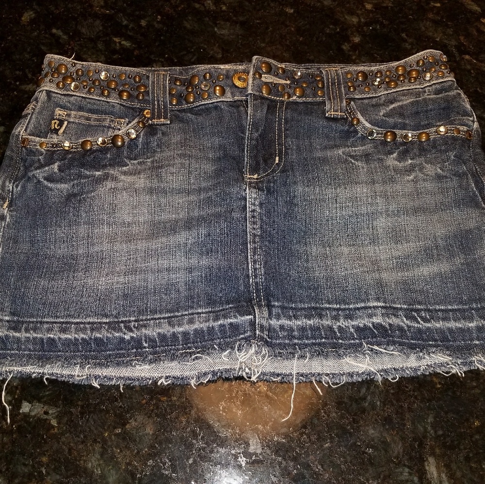 MISS ME  bling out denim short skirt size M