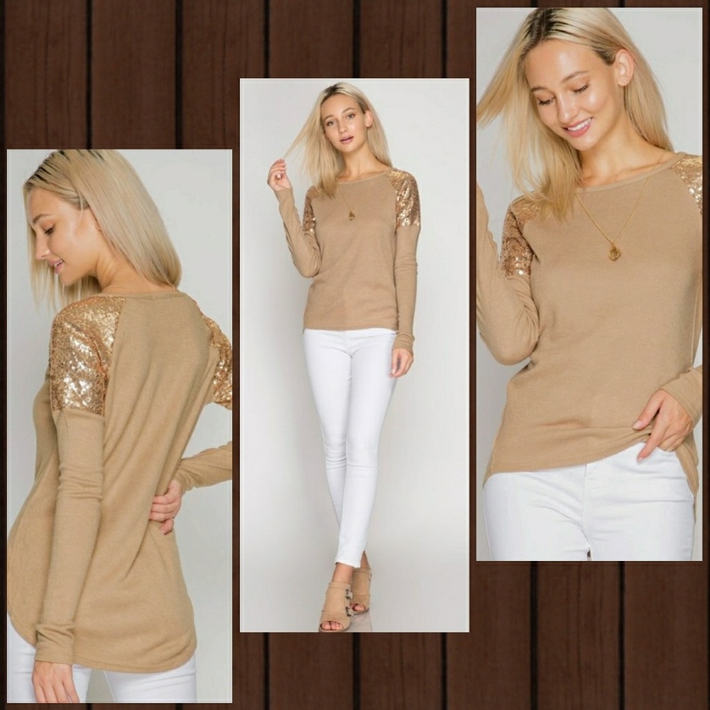 🌟New Arrival🌟Sequins Shoudler Long Sleeve Top