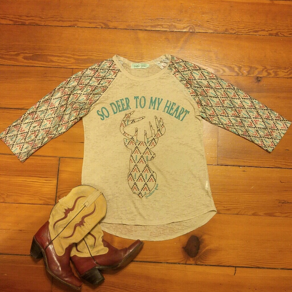 Deer graphic baseball T-shirt sz. Large