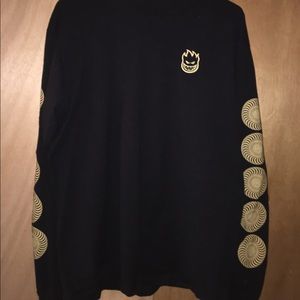 Spitfire long sleeve black tee shirt gold logo