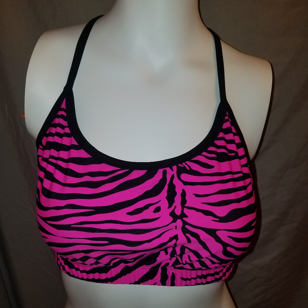 Trendy Trends Pink & Blk Zebra Print CropTop NWOT