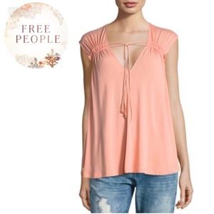 Free People Peach Back In Town Top Medium NWT