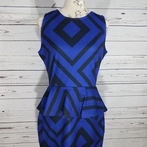 Blue & Black Chevron poplin waist dress brand new