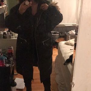Black padded parka long