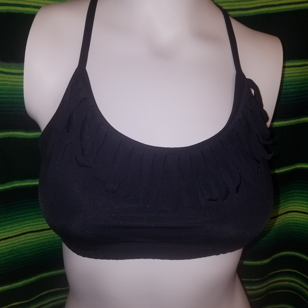 Trendy Trends Black Fringe Crop Top NWOT