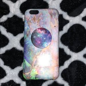 iPhone 6S galaxy case and pop socket