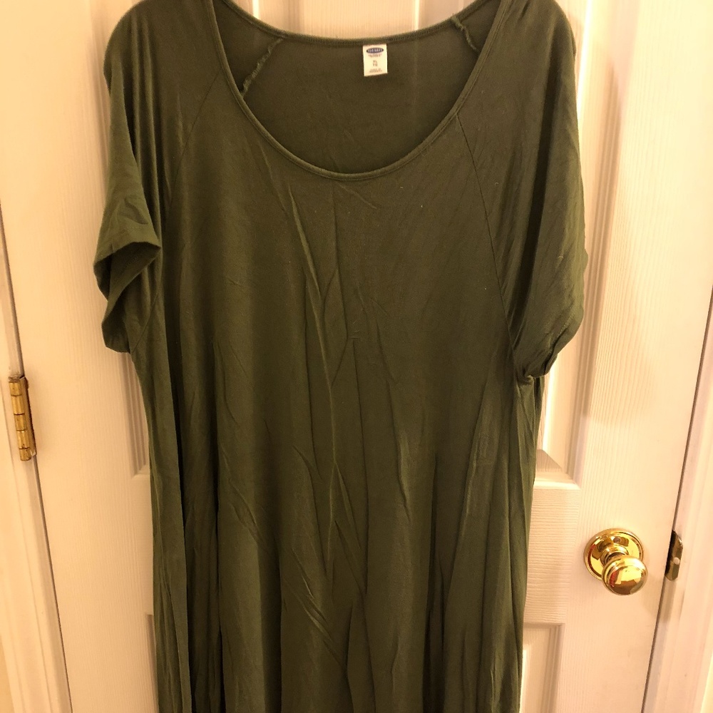 Size XL olive green jersey swing dress