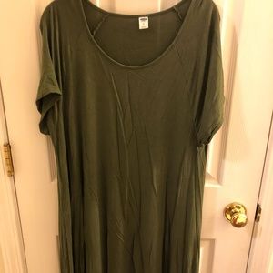 Size XL olive green jersey swing dress