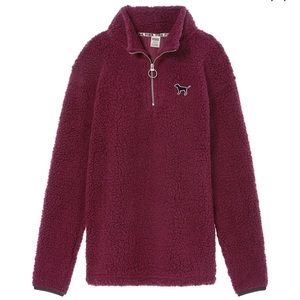 NWT PINK Victoria Secret Sm. Sherpa Quarter Zip