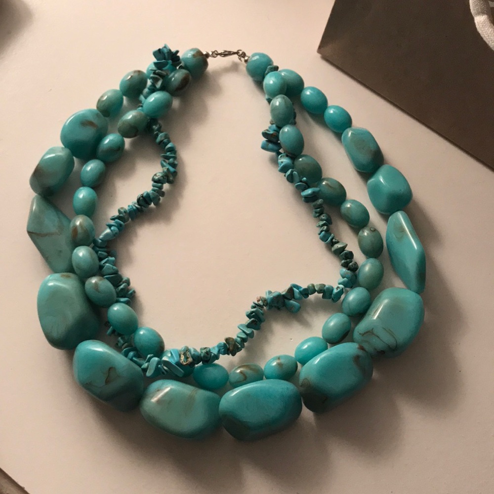 Turquoise beaded chunky necklace