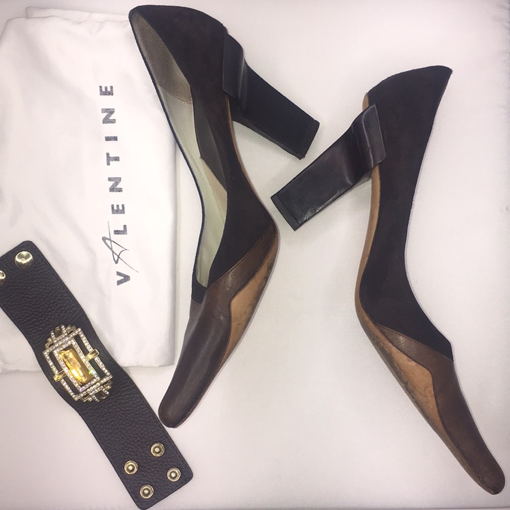 Valentine Leather & Suede Pumps w/structured Heel