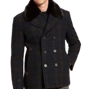 pea coat with fur collar mens
