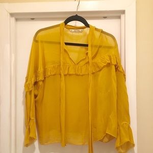 Zara sheer yellow blouse