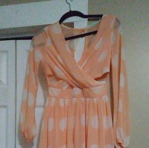 Peach polka dot dress