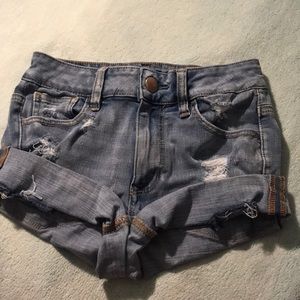 american eagle ripped jean shorts