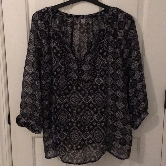 Tops - Black and white sheer top