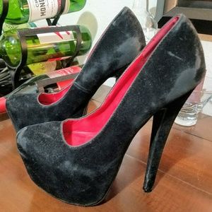 Black Velvet stiletto platforms