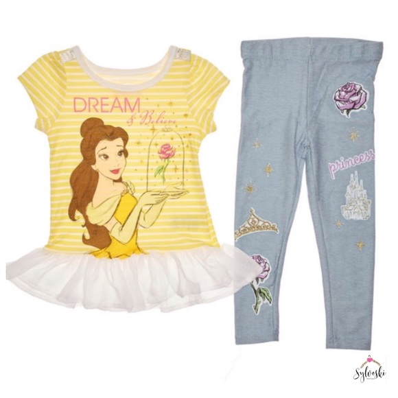 🆕 Disney Princess Belle Belle Top & Leggings - Picture 3 of 4