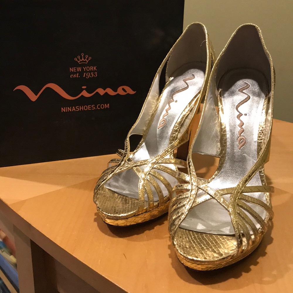 Nina Shoes Gold Dressy Sandals