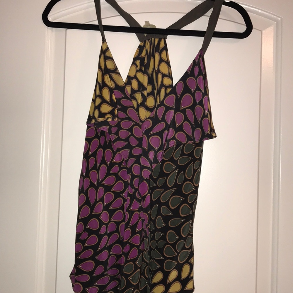 Tea and Honey printed razor back blouse