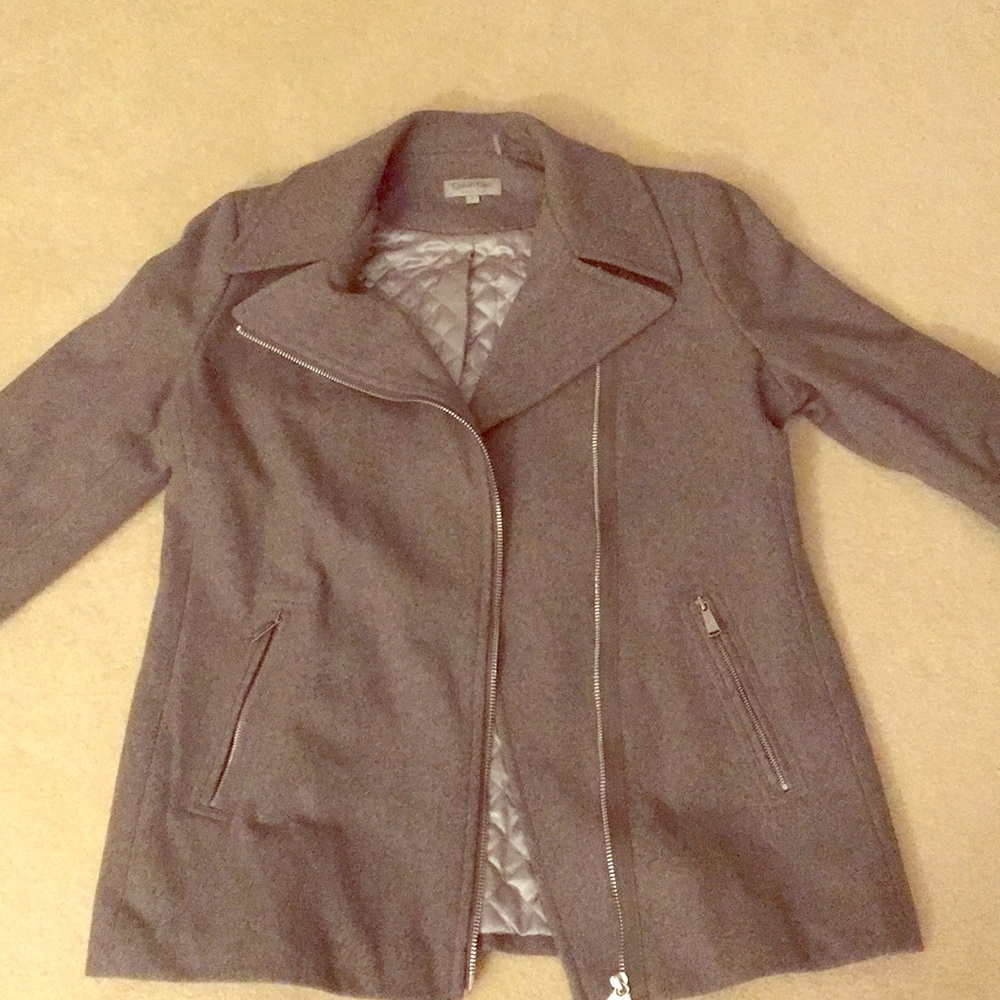 Calvin Klein Asymmetrical Zip Wool Coat