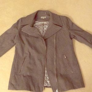 Calvin Klein Asymmetrical Zip Wool Coat