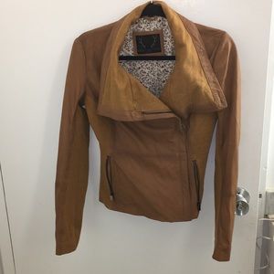 Camel genuine leather Moto jacket