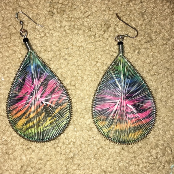 Multi colored Zebra earrings - Picture 2 of 3