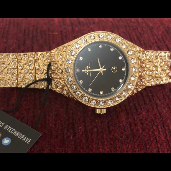 TECHNOPAVE Accessories Luxury Gold Plated Lab Diamond Watch Poshmark