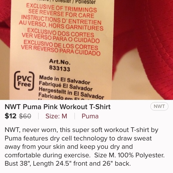 Puma dry cell workout shirt size large - Picture 7 of 7