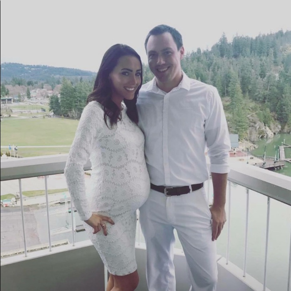 White long sleeved maternity dress