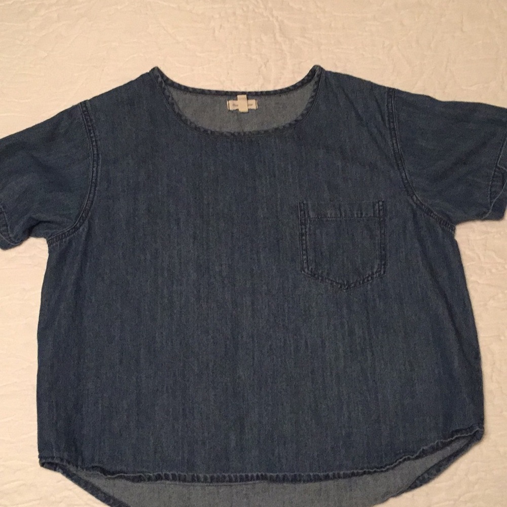 Denim crop tee