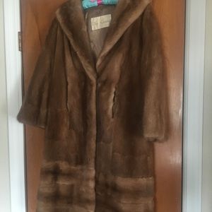 Oleg Cassini MINK long fur coat + hat