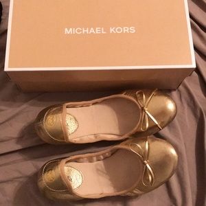 Gold Metallic Michael Kors Ballet Flats- worn once