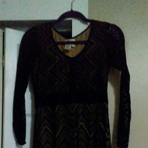 Long sleeve black lace like dress