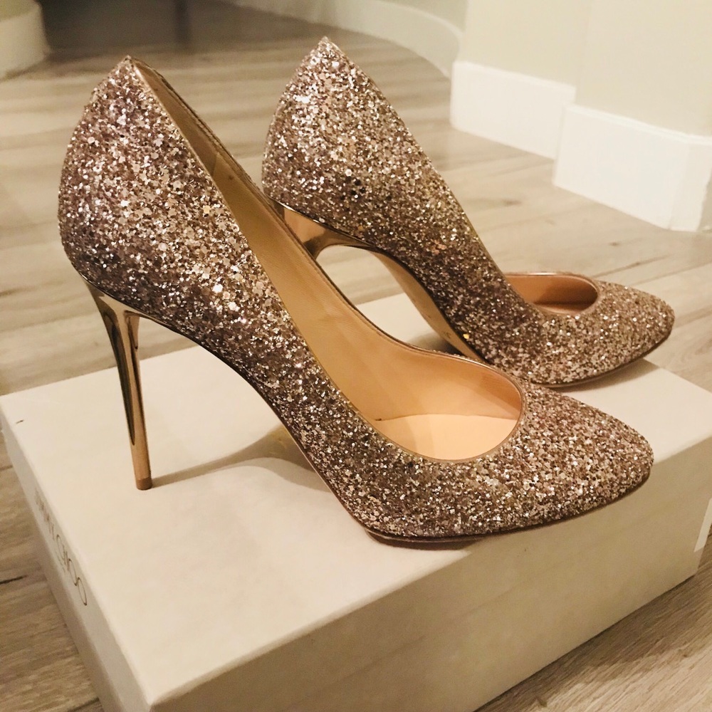 Jimmy Choo Esme 100 GLIT Round Toe Heels