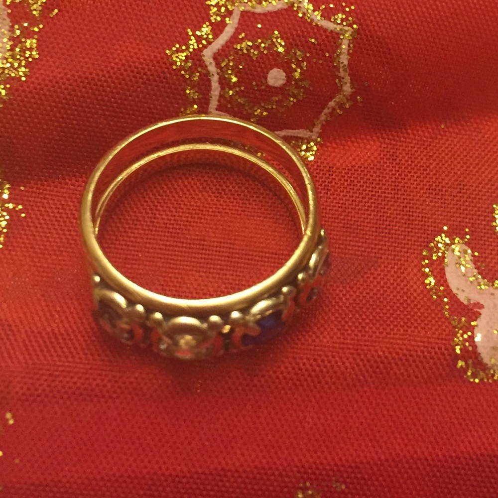 14K Solid Yellow Gold With Gemstones Size 5