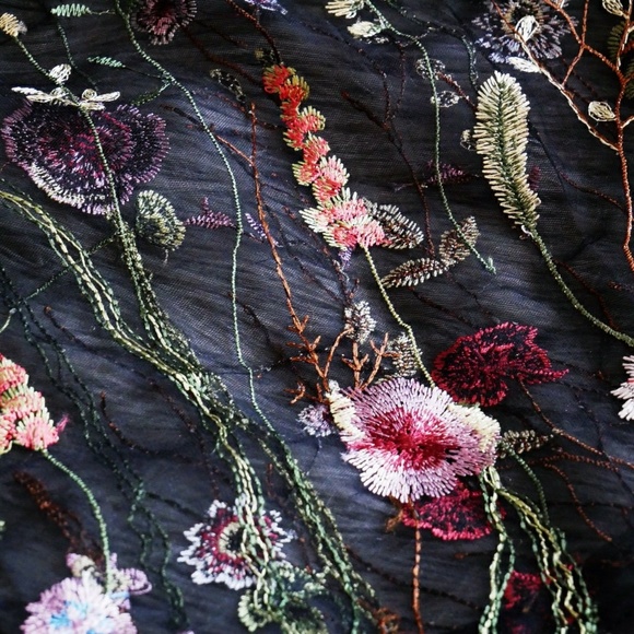 ✖SOLD✖ Mesh Floral Embroidery Crop Top - Picture 3 of 4