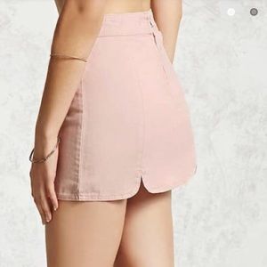 NWT Scalloped Pink Denim Mini Skirt