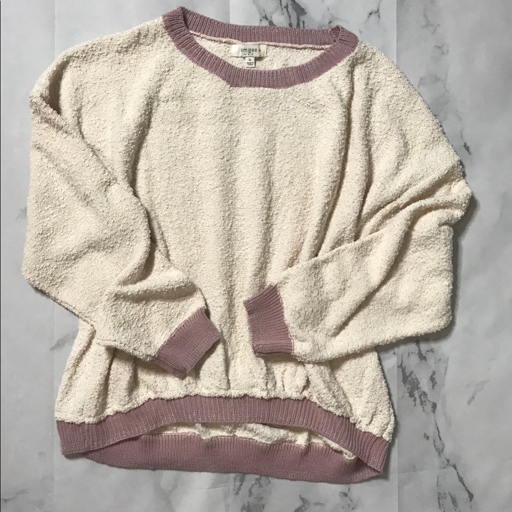 Cream and lavender pullover sweatshirt